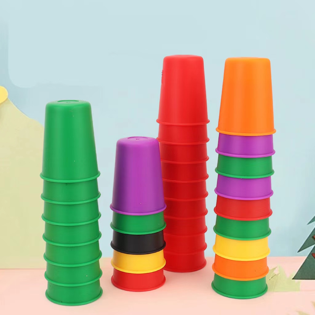 몬테소리 장난감 미니 스택 컵 게임 카드 교육 지적 계 - Sports Equipment For Kindergarten 리뷰 및 가격